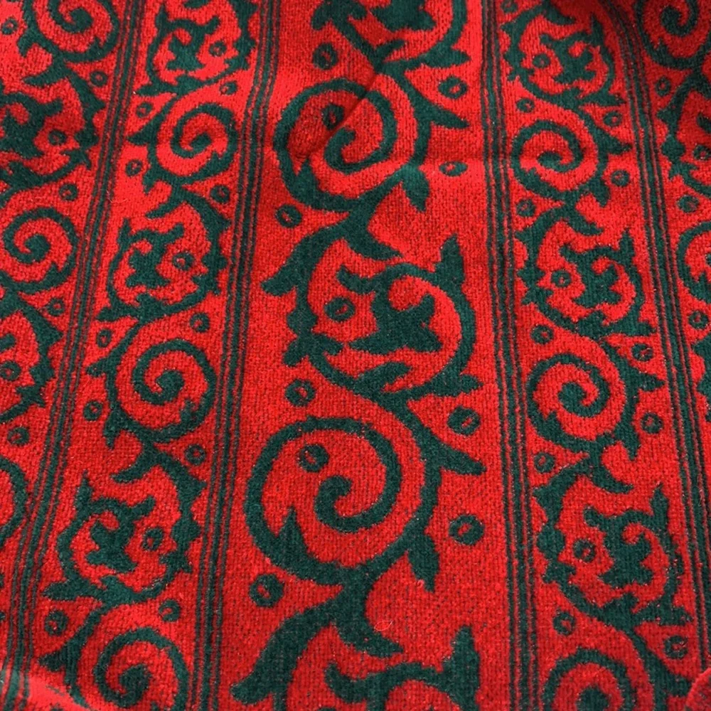 Vintage JCPenney Home Collection Cotton Red Green JOY Bath Towel & Hand Towel
